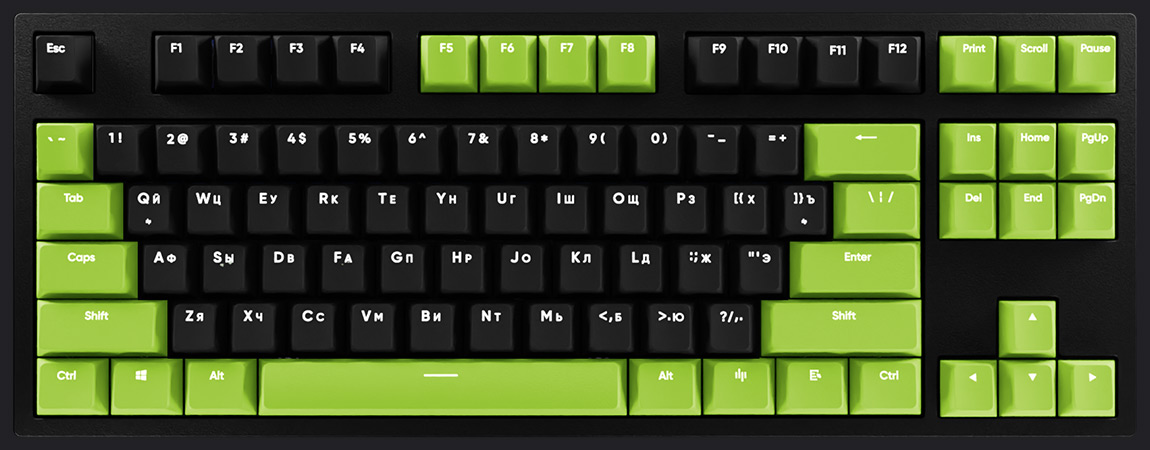 HYPERPC Keyboard TKL - Зеленый + черный