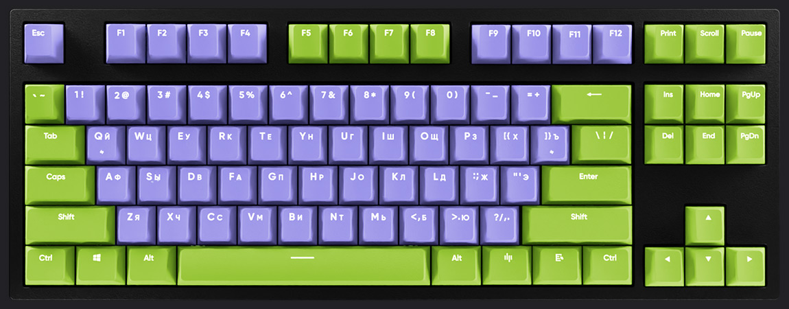 HYPERPC Keyboard TKL - Зеленый + фиолетовый