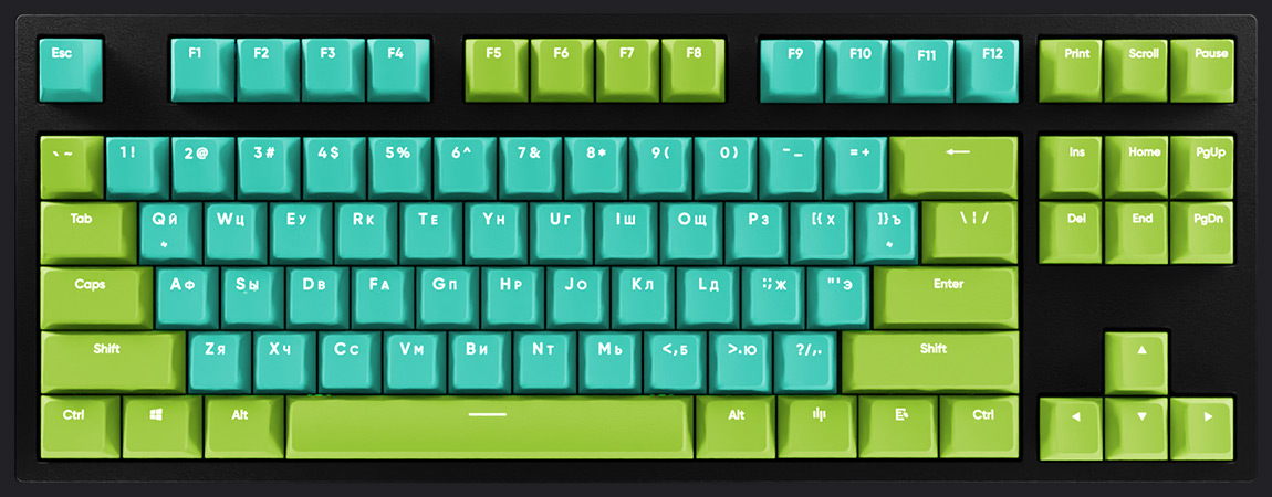 HYPERPC Keyboard TKL - Зеленый + бирюзовый