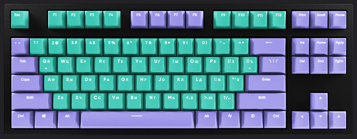 HYPERPC Keyboard TKL - Фиолетовый + бирюзовый