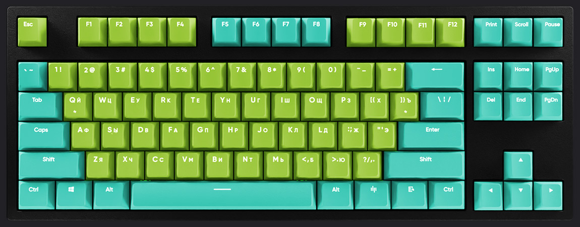 HYPERPC Keyboard TKL - Бирюзовый + зеленый