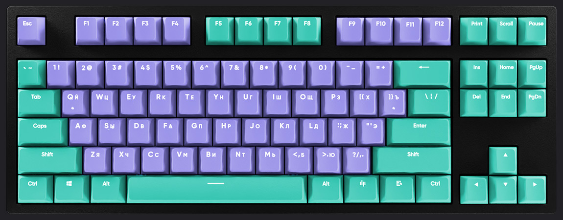 HYPERPC Keyboard TKL - Бирюзовый + фиолетовый
