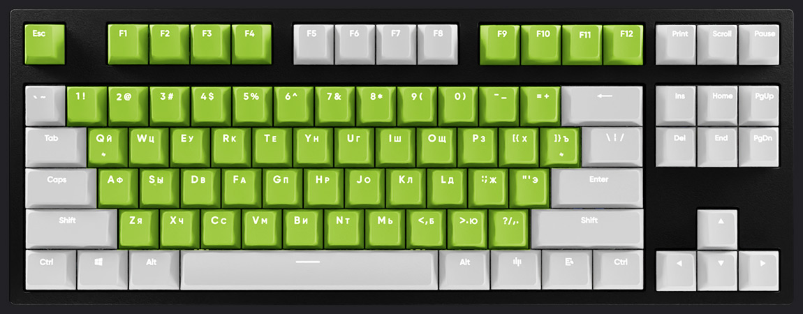 HYPERPC Keyboard TKL - Белый + Зеленый