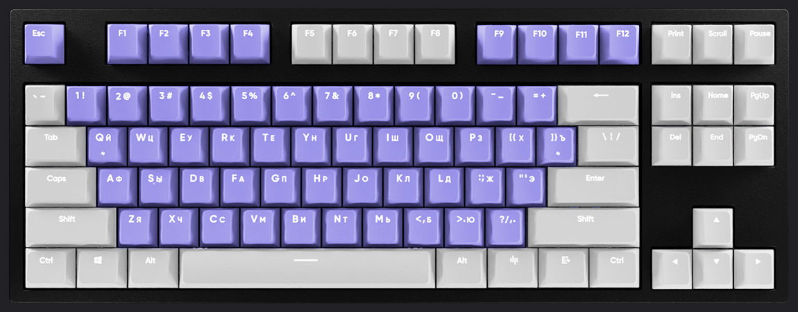 HYPERPC Keyboard TKL - Белый + Фиолетовый